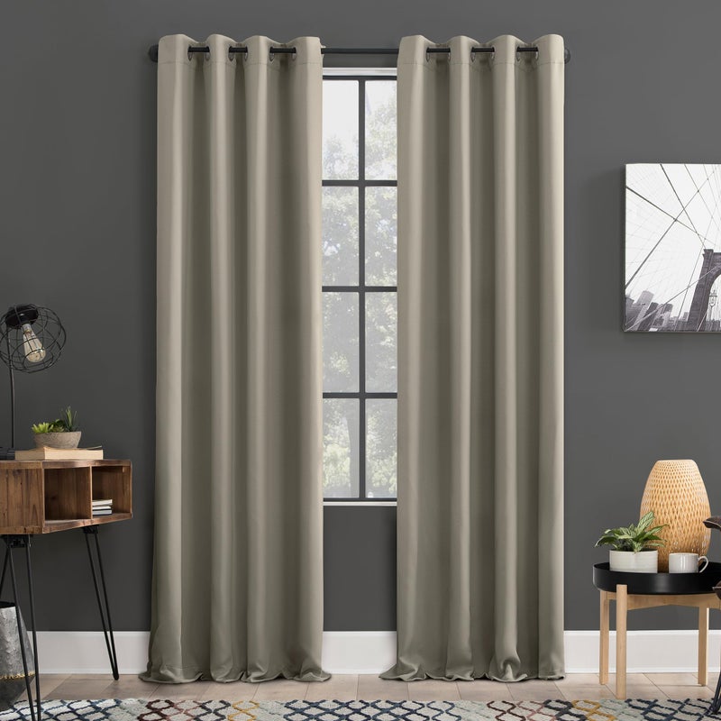 Sun Zero Soho 2-pack Blackout Energy Efficient Grommet Curtain Panel Pair, 54" x 63", Stone - Image 1